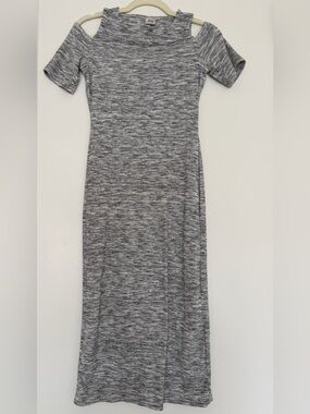 Cold-Shoulder Gray Midi Dress